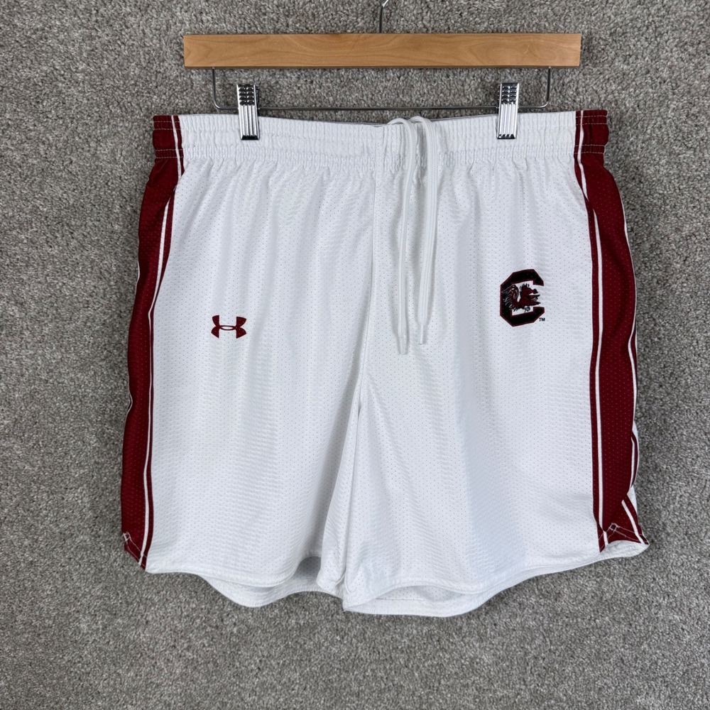 Under Armour South Carolina Gamecocks Men XL White Mesh Athletic Training Shorts - Picture 2 of 7